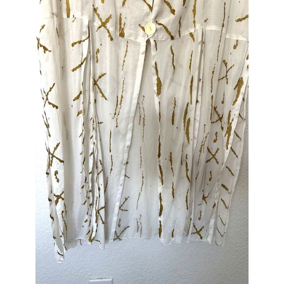 Christina Fairbanks Vintage Rayon Pearl Button Maxi Gold Sheer Dress Swim Cover - Picture 4 of 7